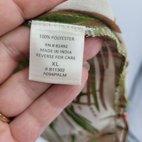 Vintage 80's Tantrums Kimono Coverup XL Green Sheer Botanical Camo Ruffle Cuff - Picture 11 of 13